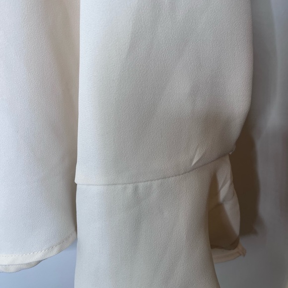 LOFT Cream Long Sleeve Ruffled Blouse - Picture 7 of 8